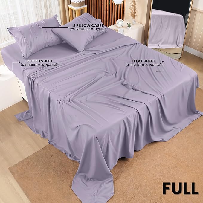 Utopia Bedding Full Bed Sheets Set - 4 Piece Bedding - Brushed Microfiber - Shrinkage and Fade Resistant - Easy Care (Full, Lavender) - LeafyLoom