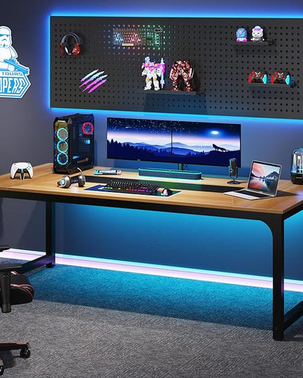 Tribesigns Modern Computer Desk, 78.7 x 39.4 inch X Large Executive Office Desk Computer Table Study Writing Desk Workstation for Home Office, Walnut/Black - LeafyLoom