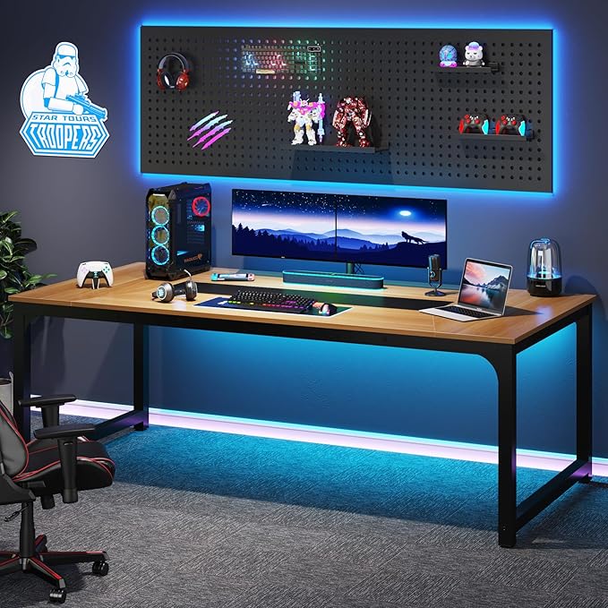 Tribesigns Modern Computer Desk, 78.7 x 39.4 inch X Large Executive Office Desk Computer Table Study Writing Desk Workstation for Home Office, Walnut/Black - LeafyLoom