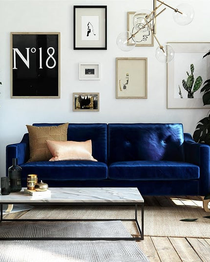 Mr. Kate Tess Sofa with Soft Pocket Coil Cushions, Small Space Living Room Furniture, Blue Velvet - LeafyLoom