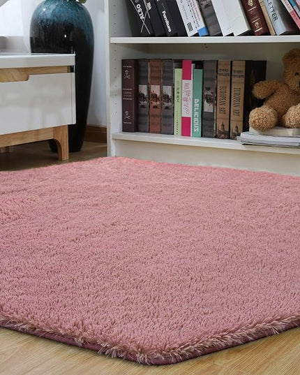 junovo Ultra Soft Rug for Nursery Children Room Baby Room Home Decor Dormitory Hexagon Carpet for Playhouse Princess Tent Kids Play Castle, Diameter 4.6 ft, Blush - LeafyLoom