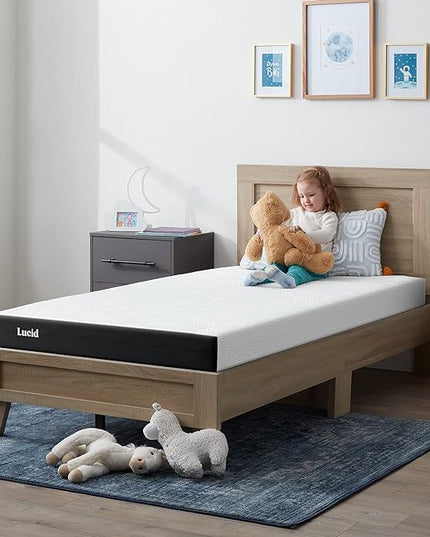 Lucid 5 Inch Gel Memory Foam Mattress - Firm Feel - Gel Infusion - Memory Foam Infused with Bamboo Charcoal - Breathable Cover - Short Queen - LeafyLoom