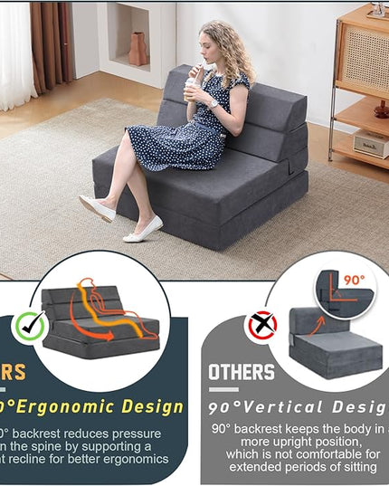 jela Sofa Bed Foldable Mattress Luxury Corduroy, Folding Sleeper Sofa Chair Bed Floor Mattress Floor Couch, Fold Out Couch Futon Mattress for Guest Room, Living Room - LeafyLoom