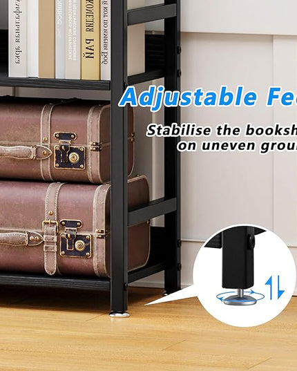 3 Tier Small Black Bookshelf, 120 lbs Weight Capacity, Small Black Bookcase for Small Spaces, Small Space Bookcase for Bedroom, Living Room, Home Office - LeafyLoom