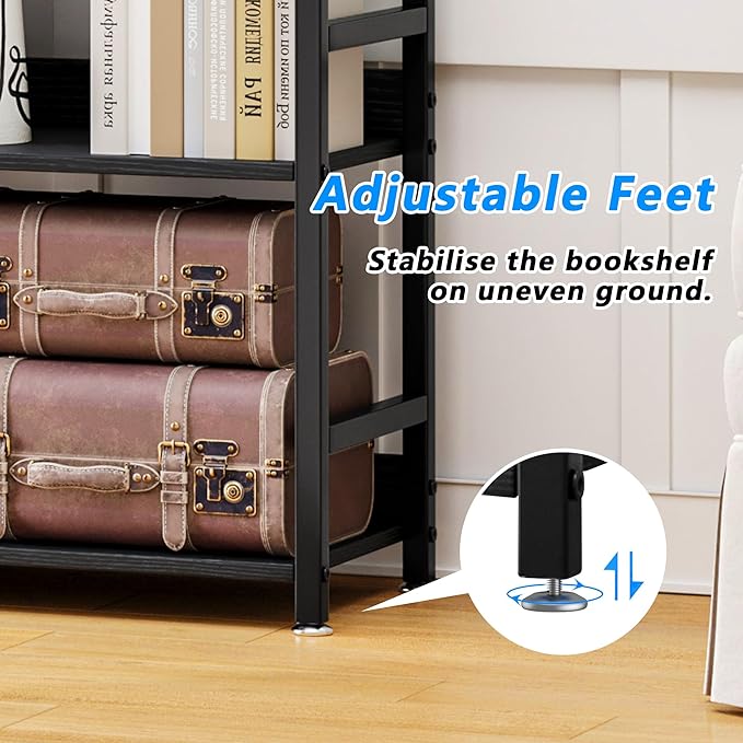 3 Tier Small Black Bookshelf, 120 lbs Weight Capacity, Small Black Bookcase for Small Spaces, Small Space Bookcase for Bedroom, Living Room, Home Office - LeafyLoom