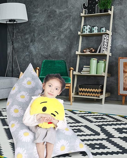 Stuffed Animal Storage Bean Bag Chair Cover, Canvas Daisy Plush Toy Storage Stuff and Sit Seat for Kids/Teens/Adults, 52" x 31" Extra Large Triangle Floor Sofa Lounger, 200L/52Gal, Cover Only - LeafyLoom