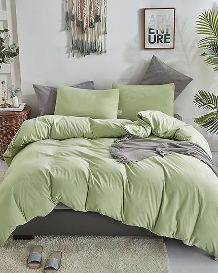 Light Green Comforter Set King Solid Sage Green Bedding Set Lightweight Women Soft Light Mint Green Blanket 3 PCs Durable Comforter Set King Men Breathable Sage Green Bed Comforter Set - LeafyLoom