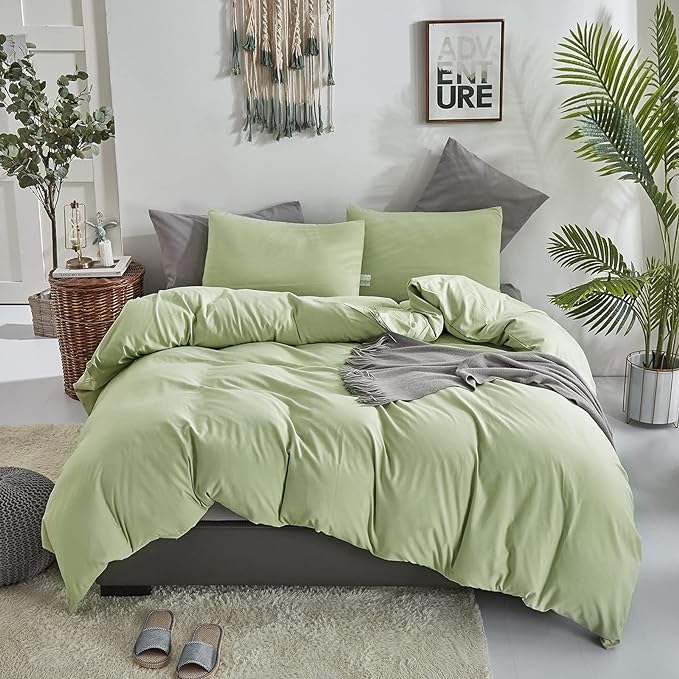 Light Green Comforter Set King Solid Sage Green Bedding Set Lightweight Women Soft Light Mint Green Blanket 3 PCs Durable Comforter Set King Men Breathable Sage Green Bed Comforter Set - LeafyLoom