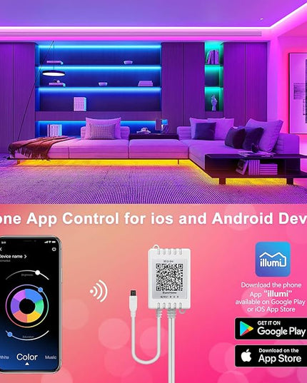 Nexillumi Led Lights for Bedroom 100ft Music Sync Color Changing Led Strip Lights Smart with Remote and App Control Built-in Mic for Party Home Room Decor Luces LED para Cuarto Nexillumi