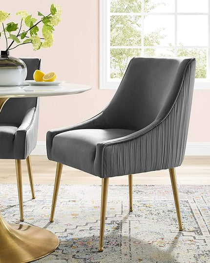 Modway Discern Pleated Back Upholstered Performance Velvet Dining Chair, Gray - LeafyLoom