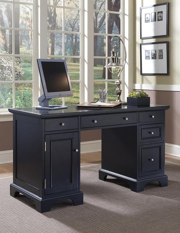 Bedford Black Pedestal Desk by Home Styles - LeafyLoom