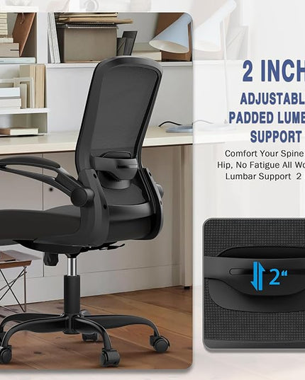 Office Chair, Ergonomic Desk Chair with Adjustable Lumbar Support, High Back Mesh Computer Chair with Flip-up Armrests-BIFMA Passed Task Chairs, Executive Chair for Home Office - LeafyLoom