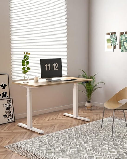 AIMEZO 71" W Standing Desk Frame, Dual Motor Electric Height Adjustable Sit Stand Desk Frame with 4 Memory Preset Button, USB Charging Port for Home Office (3 Tier Legs, White) - LeafyLoom