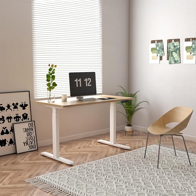 AIMEZO 71" W Standing Desk Frame, Dual Motor Electric Height Adjustable Sit Stand Desk Frame with 4 Memory Preset Button, USB Charging Port for Home Office (3 Tier Legs, White) - LeafyLoom
