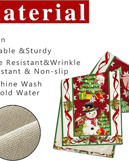 Christmas Table Runner 108 Inches Long Snowflake Buffalo Plaid Table Runner Christmas Theme Holiday Xmax Snowman Gnome Christmas Table Runner for Kitchen Dining Table Home Party Decorations Unibyby
