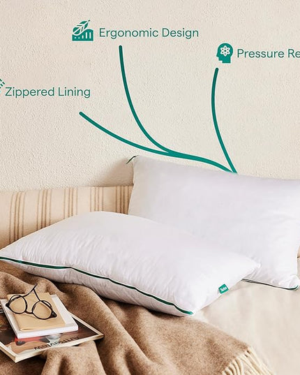 Marlow Adjustable Memory Foam Pillow by Brooklinen - Provides Back and Neck Pain Relief - Ideal Back, Stomach and Side Sleeper Pillow - Cooling-infused Pillow - King Size, Pack of 2 - LeafyLoom