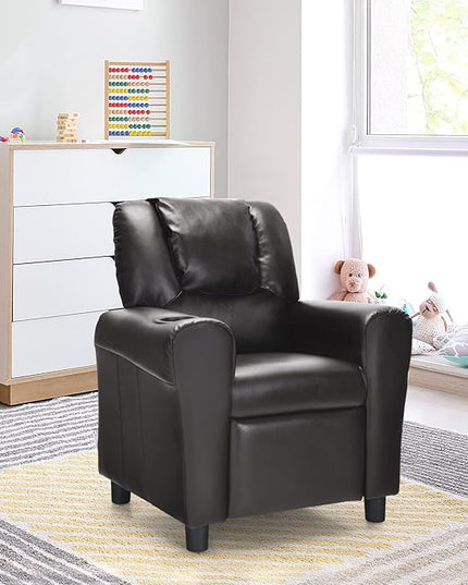 ARLIME Kids Recliner chair, toddler Armchair Upholstered Couch with Cup Holder, Backrest, baby Leather sofa with Headrest and Footrest, Child Furniture for Ages 2-7 - LeafyLoom
