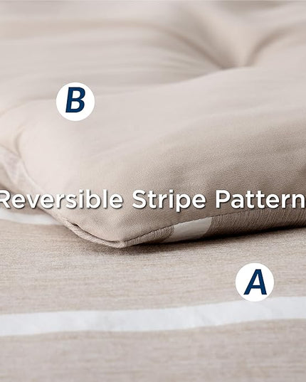 Bedsure Twin XL Comforter Set, Extra Long 5 Pieces Light Camel Twin XL Bedding Sets, All Season Dorm Room Essentials with 1 Pillow Sham, Flat Sheet, Fitted Sheet and 1 Pillowcase - LeafyLoom