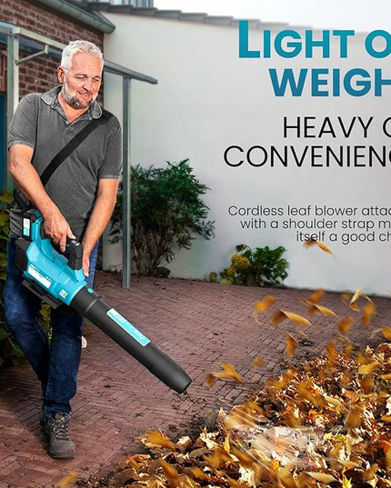 Leaf Blower Cordless, 580CFM/160MPH & 3 Speed Levels, Electric Cordless Leaf Blower with 2 * 4.0Ah Battery Powered, Blowers for Lawn Care, Blower with Extension Nozzle - LeafyLoom