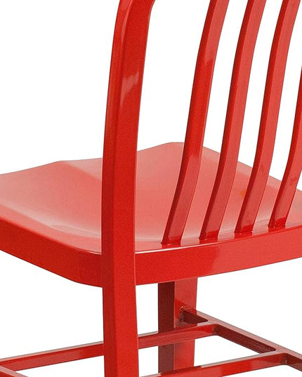 Flash Furniture Gael Indoor/Outdoor Modern Metal Dining Chairs, Commercial-Grade Galvanized Steel Restaurant Chairs, Set of 2, Red - LeafyLoom