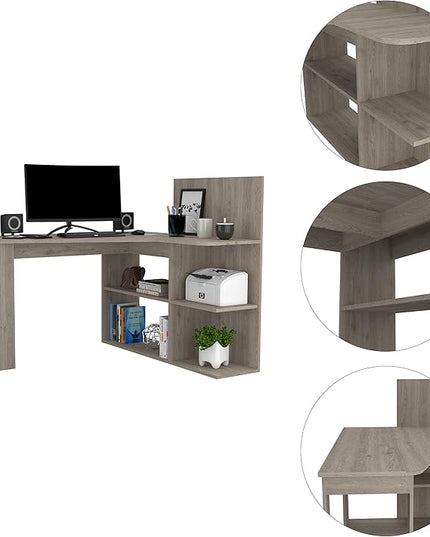 NicBex Kimberly-DW-00047-LWJ Home Office Desks, 51.7"x47.2"x43.3", Light Gray - LeafyLoom