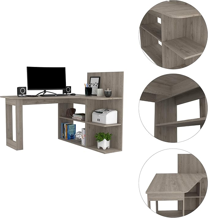 NicBex Kimberly-DW-00047-LWJ Home Office Desks, 51.7"x47.2"x43.3", Light Gray - LeafyLoom