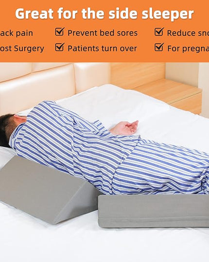 Bed Wedges & Body Positioners (3 in 1), 40 Degree Wedges for Bed Positioning,Positioning Pillows for Elderly, Wedge Pillow for Bed Sores, Side Sleeping, After Surgery, Knees Elevated,Back Pain - LeafyLoom