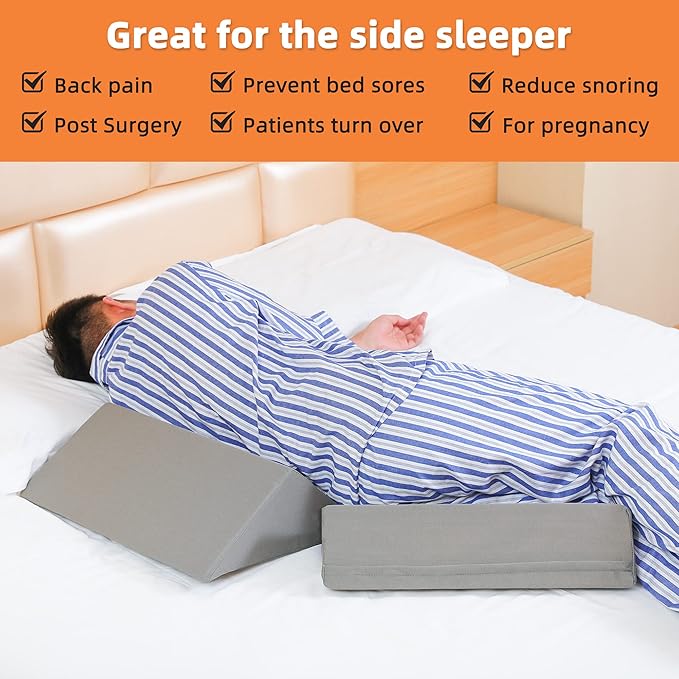 Bed Wedges & Body Positioners (3 in 1), 40 Degree Wedges for Bed Positioning,Positioning Pillows for Elderly, Wedge Pillow for Bed Sores, Side Sleeping, After Surgery, Knees Elevated,Back Pain - LeafyLoom