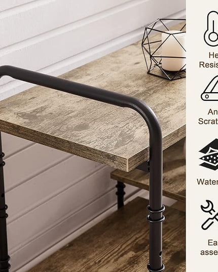 VECELO, Entertainment Center/Media Console Table with Adjustable Storage Shelves for Living Room/Bedroom, 55 inch TV Stand, Grey - LeafyLoom
