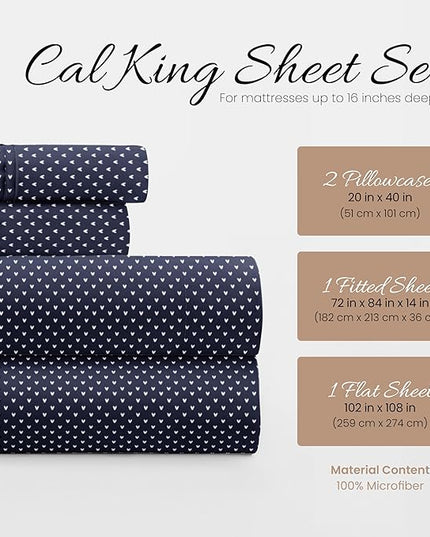 Linen Market 4 Piece California King Bedding Sheet Set (Navy Blue) - Sleep Better Than Ever with These Ultra-Soft Cooling Bed Sheets for Your California King Size Bed - Deep Pocket Fits 16" Mattress - LeafyLoom