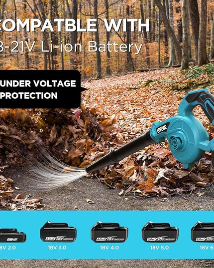 Cordless Leaf Blower, 150Mph 3 Speed Mode Handheld Electric Leaf Blowers 2-in-1 Lightweight Mini Cordless Leaf Vacuum with Brushless Motor for 18-21V Battery(Battery Not Included) - LeafyLoom