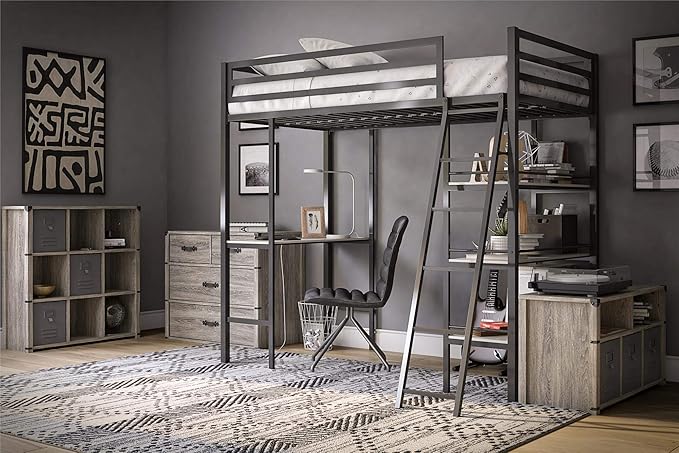 Little Seeds Nova 4 Drawer Storage Grey Dresser, Gray Oak - LeafyLoom