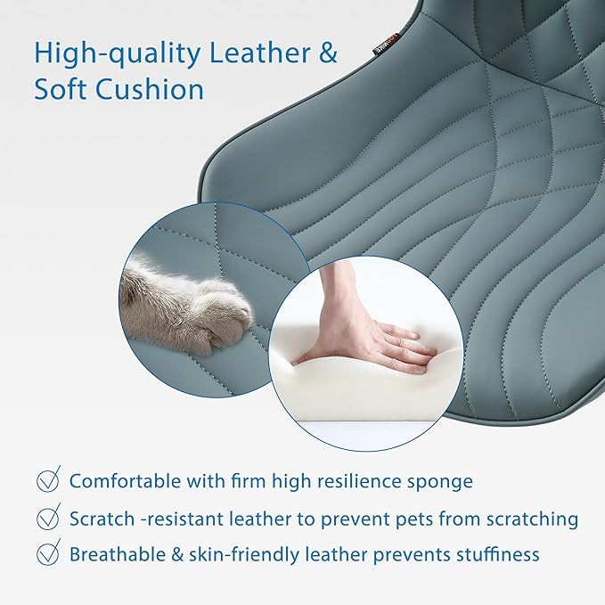 YOUNIKE Office Chair Armless Desk Chair with Wheels, Home Office Computer Task Chair, Modern Faux Leather Upholstered Vanity Chair, Adjustable Swivel Rolling Office Chairs, Greyishgreen - LeafyLoom
