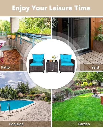 3 PCS Patio Furniture Set, OneSize, Turquoise - LeafyLoom