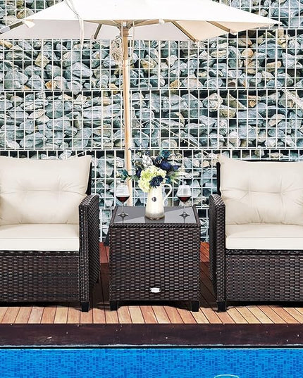 3 PCS Patio Furniture Set, OneSize, White - LeafyLoom