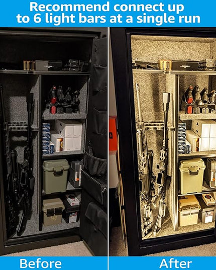 TORCHSTAR LED Safe Lighting Kit, (6) 12 Inch Linkable Light Bars + Rocker Switch + UL Power Adapter, 900LM, Input 100-240V, for Under Cabinet Gun Safe Locker Closet Showcase, 3000K Warm White TORCHSTAR
