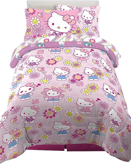 Franco Kids Bedding Super Soft Comforter and Sheet Set with Sham, 5 Piece Twin Size, Hello Kitty - LeafyLoom