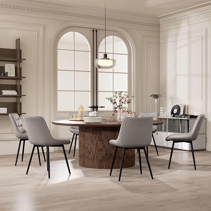 Kidol & Shellder Modern Dining Chairs Set of 2 Kitchen & Dining Room Chairs Upholstered Accent Chair Living Room Chairs Kitchen Chairs Comfy Chair for Bedrooms Waiting Room Home(Gray) - LeafyLoom
