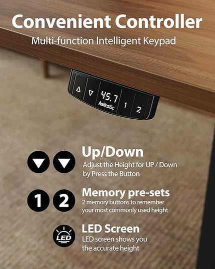 Electric Standing Desk, Large 63 x 24 Inches Height Adjustable Desk, Sit Stand up Desk for Work Office Home, Dark Walnut - LeafyLoom