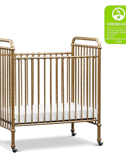 NAMESAKE Abigail 3-in-1 Convertible Mini Metal Crib in Vintage Gold, Greenguard Gold Certified - LeafyLoom
