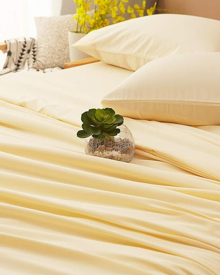 SONORO KATE Bed Sheet Set Super Soft Microfiber 1800 Thread Count Luxury Egyptian Sheets 18-Inch Deep Pocket Wrinkle-3 Piece(Twin Ivory) - LeafyLoom