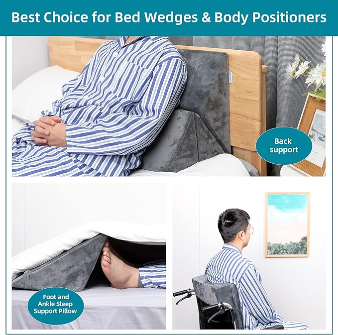Bed Wedges & Body Positioners for Elderly (3 in 1),40 Degree Triangle Wedges for Bed Positioning,Triangle Pillow for After Surgery, Wedges for Bedsores,Wedge Pillow for Positioning - LeafyLoom