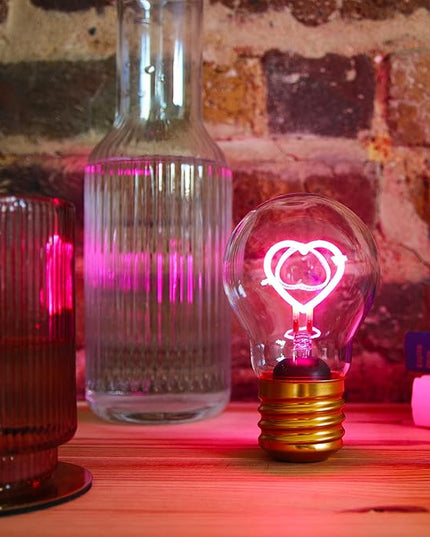 Suck UK Heart Shaped LED Light Bulb, Pink, 1 Count - LeafyLoom