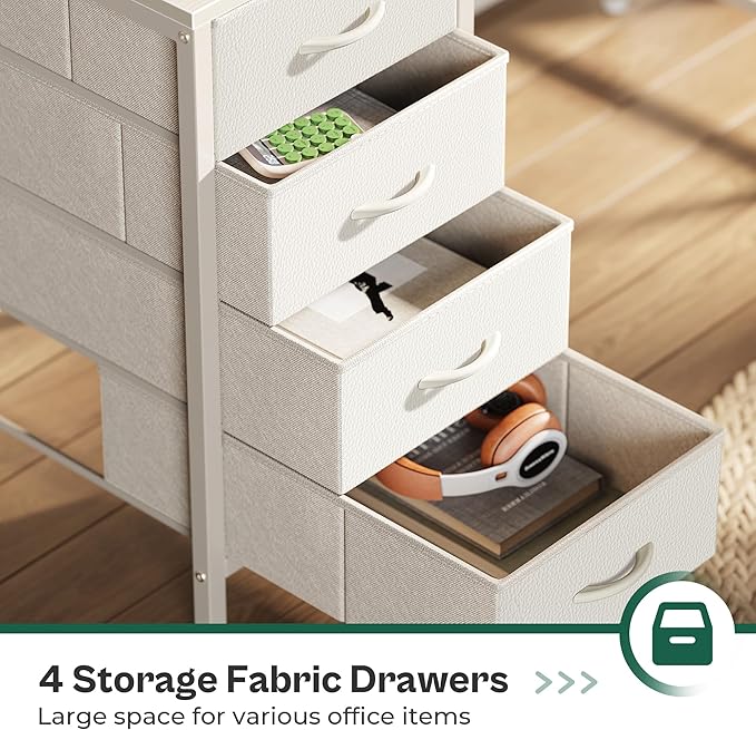 63 Inch Computer Desk with Power Outlets and LED Lights, Gaming Desk with 4 Drawers, Office Desk with Monitor Stand, Study Desk Work Desk for Home Office, White - LeafyLoom