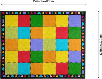 Booooom Jackson Classroom Rug Large Colorful Classroom Carpet with Non-Slip Backing, 10'4''x13' Children's School Seating Rug Elementary - LeafyLoom