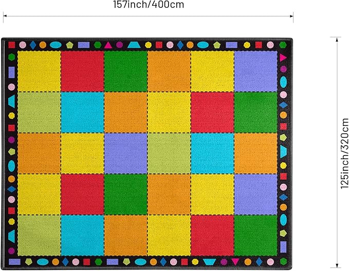 Booooom Jackson Classroom Rug Large Colorful Classroom Carpet with Non-Slip Backing, 10'4''x13' Children's School Seating Rug Elementary - LeafyLoom