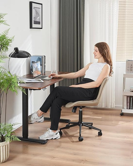 YOUNIKE Office Chair Swivel Desk Chair Upholstered Faux Leather Height Adjustable with Wheels Computer Task Chair Modern Rolling Armless Ergonomic High Back, Khaki, Loads 300 lbs - LeafyLoom
