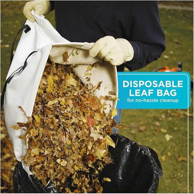 BLACK+DECKER Leaf Blower & Leaf Vacuum, 3-in-1, 12-Amp, 250-MPH, 400-CFM (BV6000) - LeafyLoom