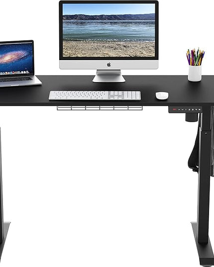 SHW Memory Preset Electric Height Adjustable Standing Desk, 48 x 24 Inches, Black - LeafyLoom