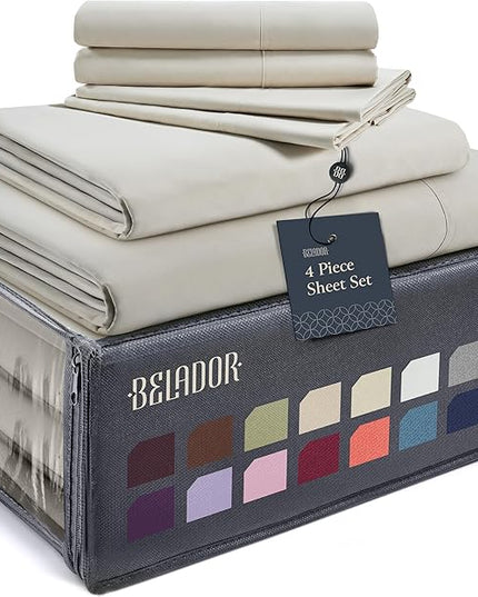 BELADOR Silky Soft Twin XL Sheet Set - Luxury Bed Sheets for Twin XL Size Bed, Secure-Fit Deep Pocket Sheets with Elastic, Breathable Hotel Sheets and Pillowcase Set, Wrinkle Free Oeko-Tex Sheets - LeafyLoom